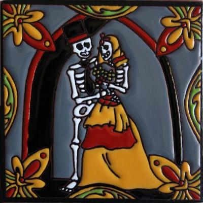 Wedding Day Of The Dead Clay Tile