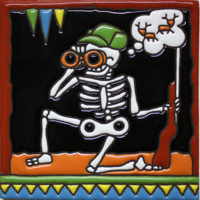 Hunting Day Of The Dead Clay Tile