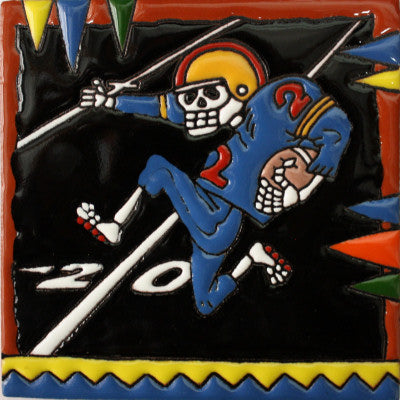 Football Player Day Of The Dead Clay Tile