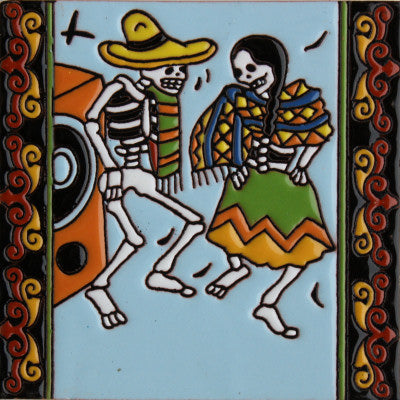 The Dancers Day Of The Dead Clay Tile