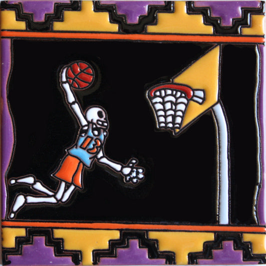 Basketball Time Day Of The Dead Clay Tile