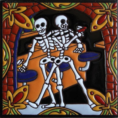Wine Tasting Day Of The Dead Clay Tile