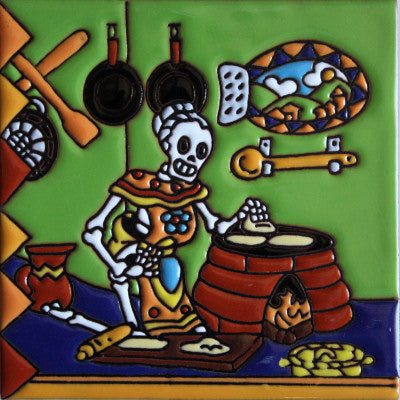 Tortilla Maker Day Of The Dead Clay Tile