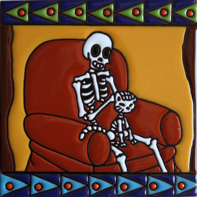 Cat Lover Day Of The Dead Clay Tile