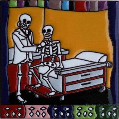 Doctor Visit Day Of The Dead Clay Tile