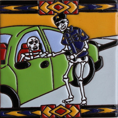 The Police Officer Day Of The Dead Clay Tile
