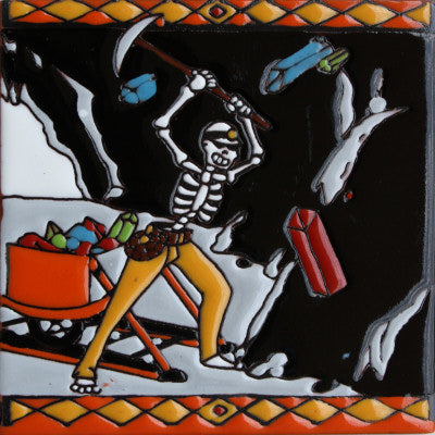 The Miner Day Of The Dead Clay Tile