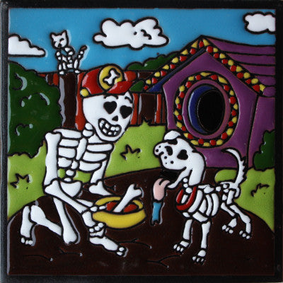 Dog Lover Day Of The Dead Clay Tile