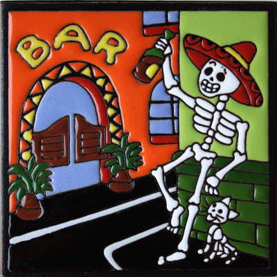 Happy Hour Day Of The Dead Clay Tile