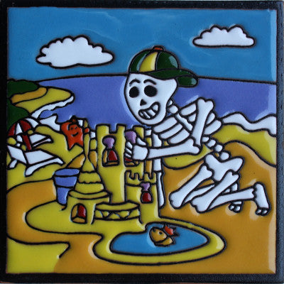 Sandcastle Day Of The Dead Clay Tile