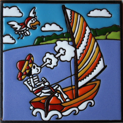 Sailing Day Of The Dead Clay Tile