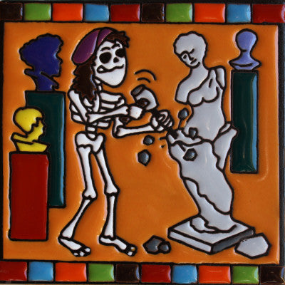 The Sculptor Day Of The Dead Clay Tile