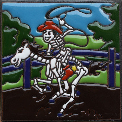 Rodeo Time Day Of The Dead Clay Tile