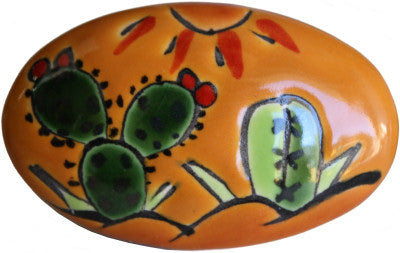 Oval Desert Scene Talavera Ceramic Drawer Knob
