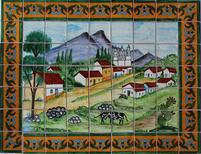 Spanish Town Talavera Tile Mural