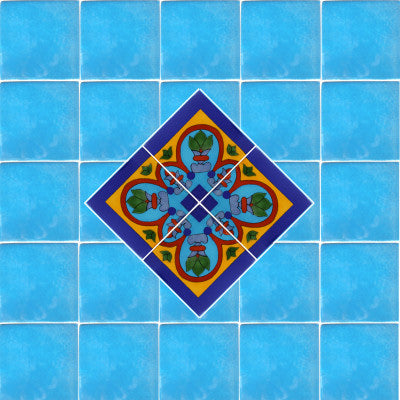 Corner Aqua Talavera Mexican Tile