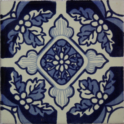 Blue Poinsettias Talavera Tile