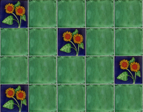 Double Sunflower Talavera Mexican Tile