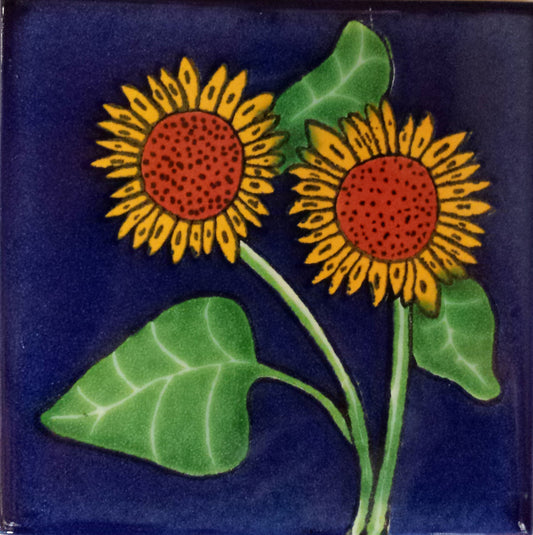 Double Sunflower Talavera Mexican Tile