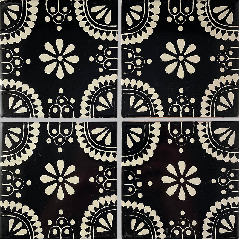 White & Black Madrid Talavera Mexican Tile