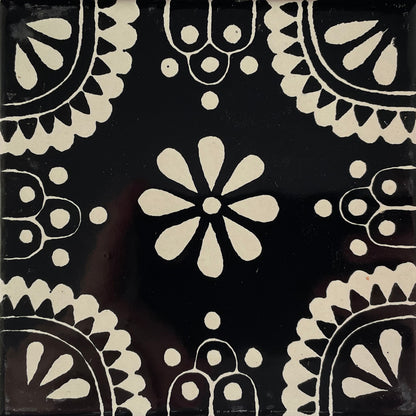 White & Black Madrid Talavera Mexican Tile