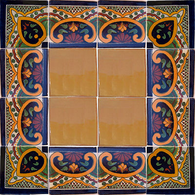 Greca C Talavera Mexican Corner Tile